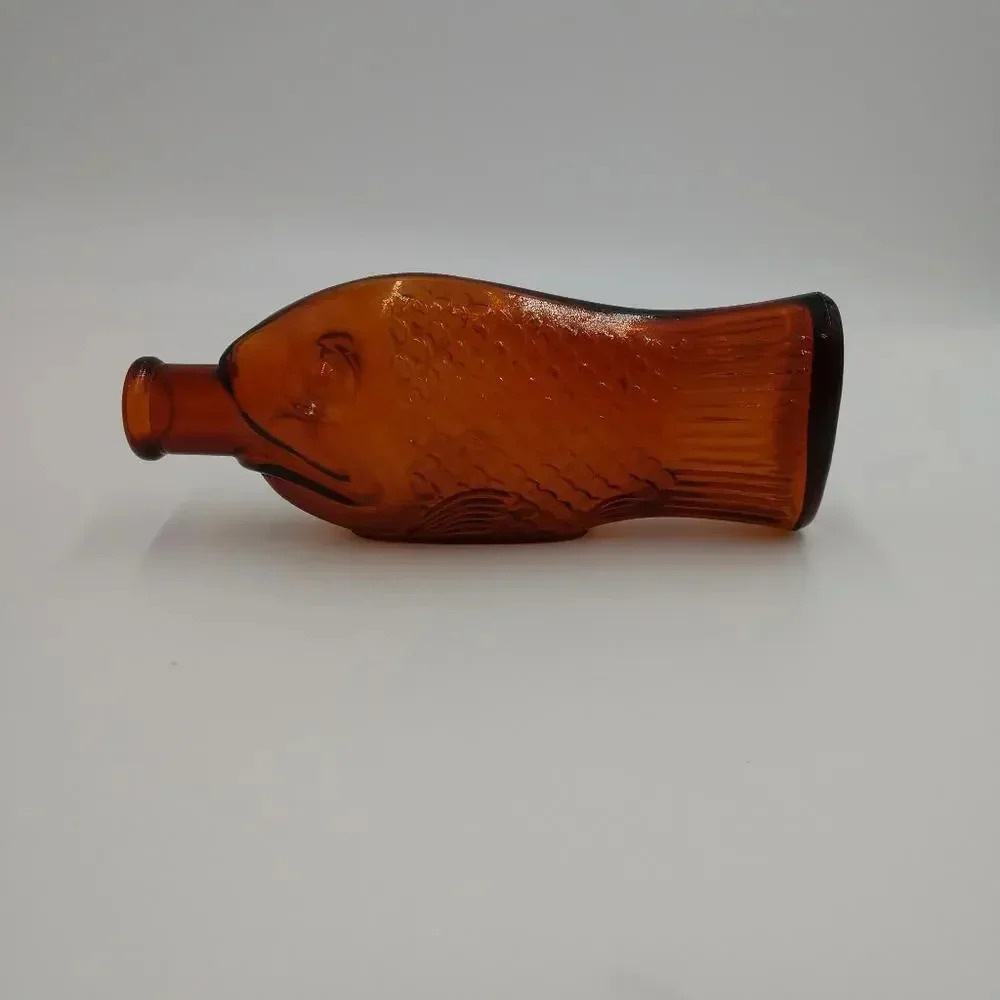 Antique Fish Shaped Cod Liver Oil Amber Bottle​